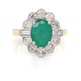 18ct Gold Emerald & Diamond 1.00ct Vintage Lace Ring