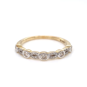 9ct Gold Diamond Marquise Bubbles Band 0.25ct