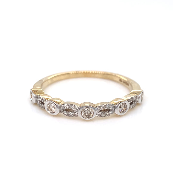9ct Gold Diamond Marquise Bubbles Band 0.25ct