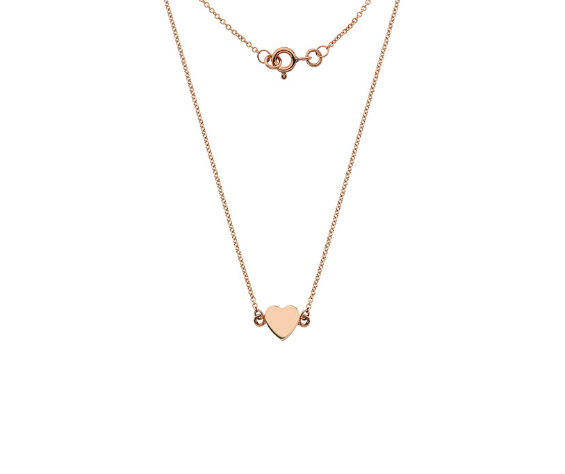 9ct Rose Gold Solid Heart Necklace