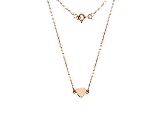 9ct Rose Gold Solid Heart Necklace GP648