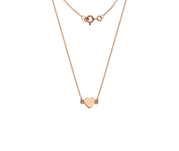 9ct Rose Gold Solid Heart Necklace
