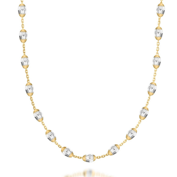 Real Effect Necklace Gold with Silver Beads