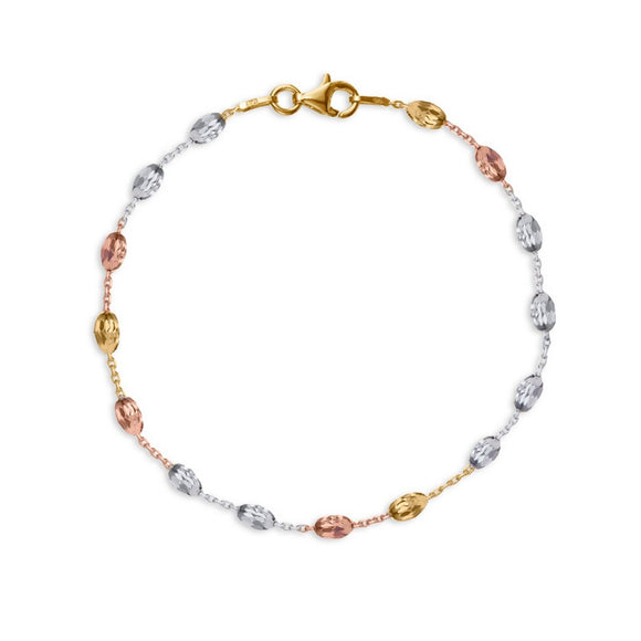 Real Effect 19cm bracelet with rose, yellow gold and silver beads RE7MXT