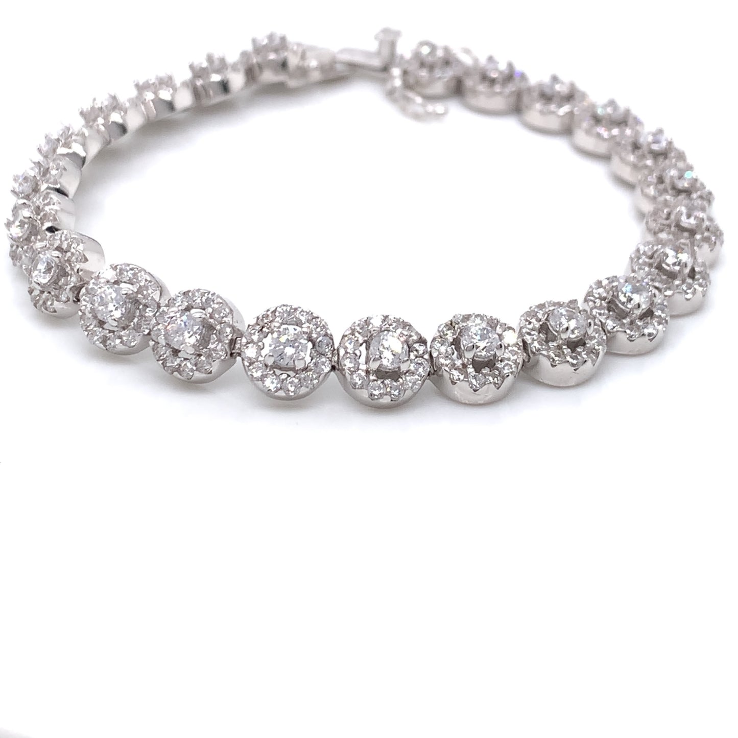 Sterling Silver CZ Halo Bracelet