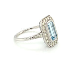 9ct White Gold Vintage Style Blue Topaz & Diamond Ring