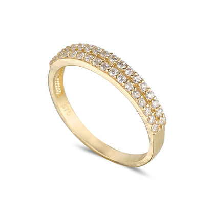 9ct Gold CZ Double Row Eternity Ring GRA119