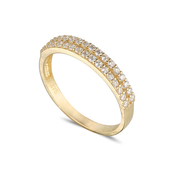 9ct Gold CZ Double Row Eternity Ring
