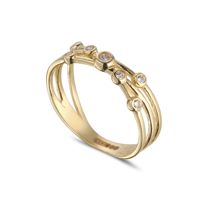 9ct Gold CZ Bubble Crossover Ring GRZ267