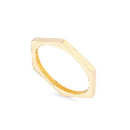 9ct Gold Hexagonal Ring