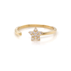 9ct Gold CZ Star Open Ring