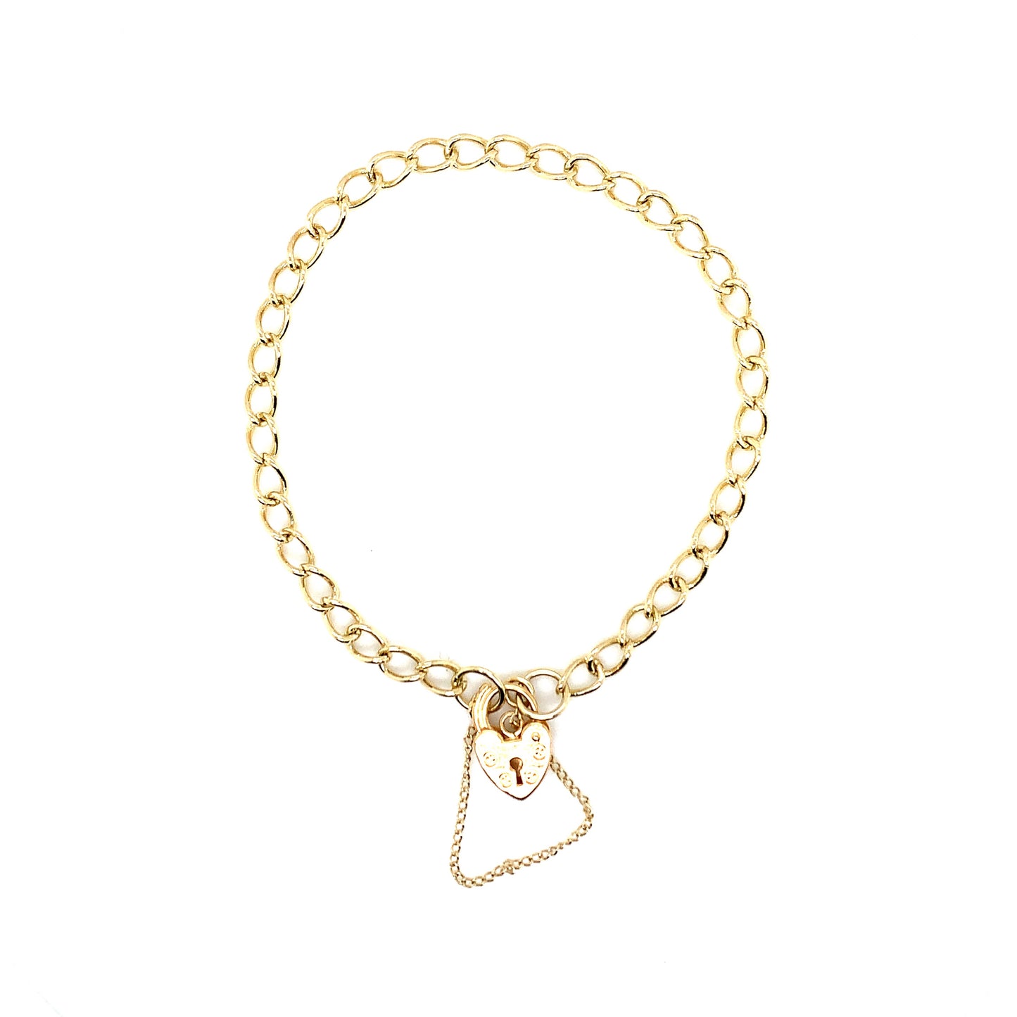 9ct Gold Open Curb Charm Bracelet with Padlock