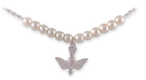 Silver Plated Pearl Dove Necklace