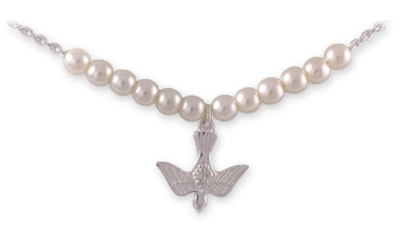Silver Plated Pearl Dove Necklace