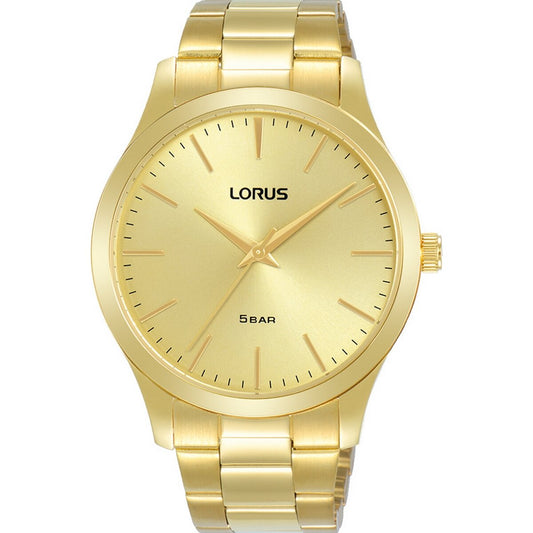 LORUS QUARTZ GENTS GOLD PLATED CHAMPAGNE DIAL BRACELET WATCH RRX70HX9