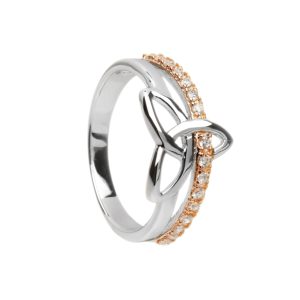 Sterling Silver CZ Trinity Rose Ring