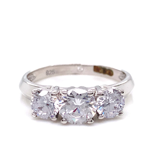 Sterling Silver CZ Trilogy Ring