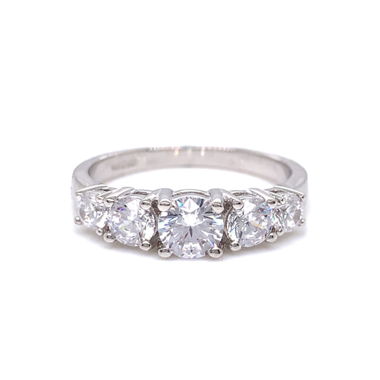 Sterling Silver Five CZ Eternity Ring RSE039