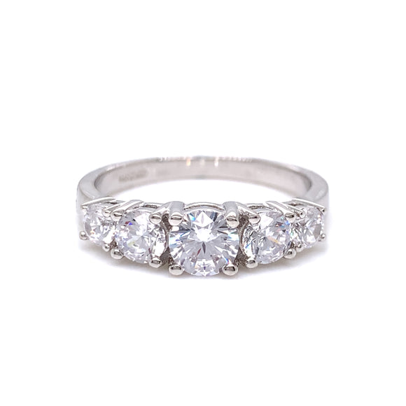 Sterling Silver Five CZ Eternity Ring RSE039