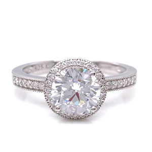Sterling Silver CZ Antique Style Halo Ring RSE052