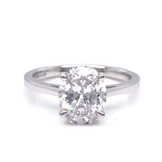 Sterling Silver CZ Oval Solitaire Ring RSE071
