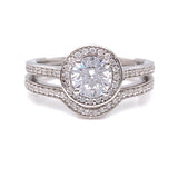 Sterling Silver CZ Round Halo Ring Set