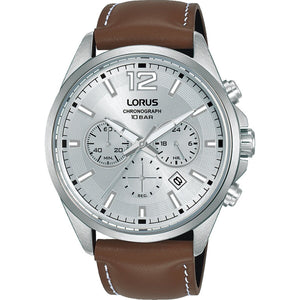 LORUS QUARTZ CHRONOGRAPH GENTS STAINLESS STEEL SILVER DIAL STRAP WATCH