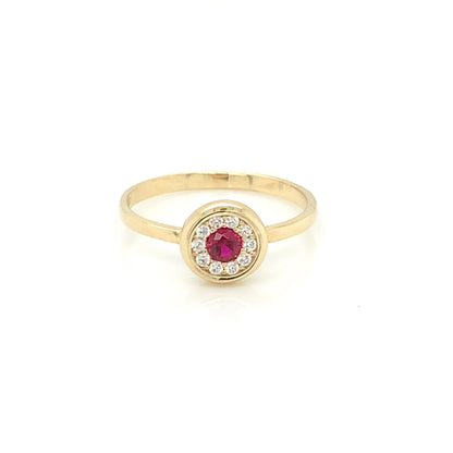 9ct Gold Cute Red CZ Halo Ring GRR133