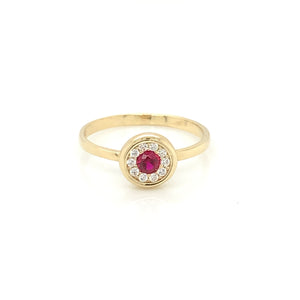 9ct Gold Cute Red CZ Halo Ring