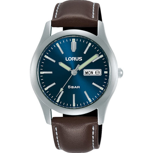 LORUS GENTS 50M STAINLESS STEEL ON STRAP, FULL FIGURE BLUE DIAL WATCH