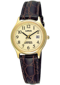 Lorus Ladies' Gold Leather Strap Watch RXT92AX5