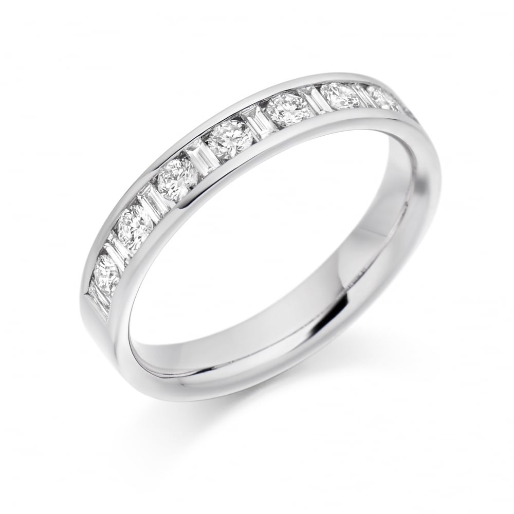 Raphael 18ct White Gold Baguette/Round Diamond Channel-set Eternity Ring