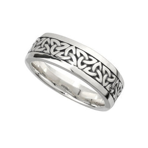 Sterling Silver Mens Oxidised Trinity Knot Ring