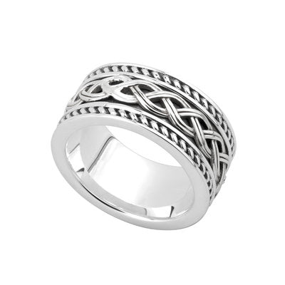 Sterling Silver Mens Celtic Knot Wide Ring S21048