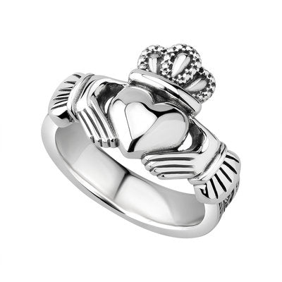 Sterling Silver Mens Heavy Celtic Claddagh Ring