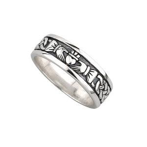 Sterling Silver Mens Oxidised Claddagh Ring
