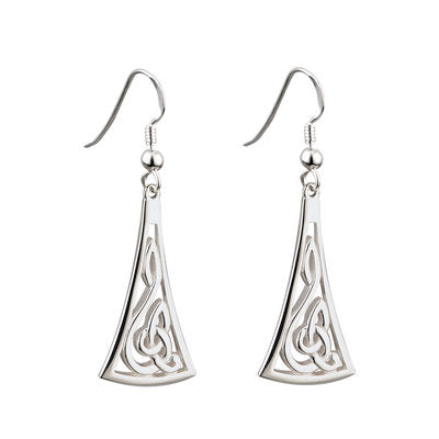 Sterling Silver Long Celtic Drop Earrings S33205