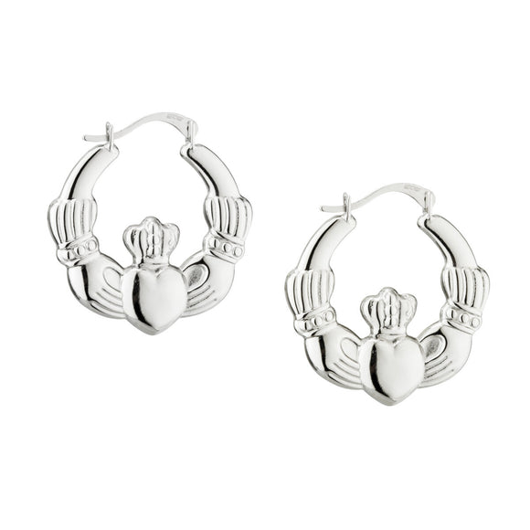 Sterling Silver Claddagh Creole Hoop Earrings