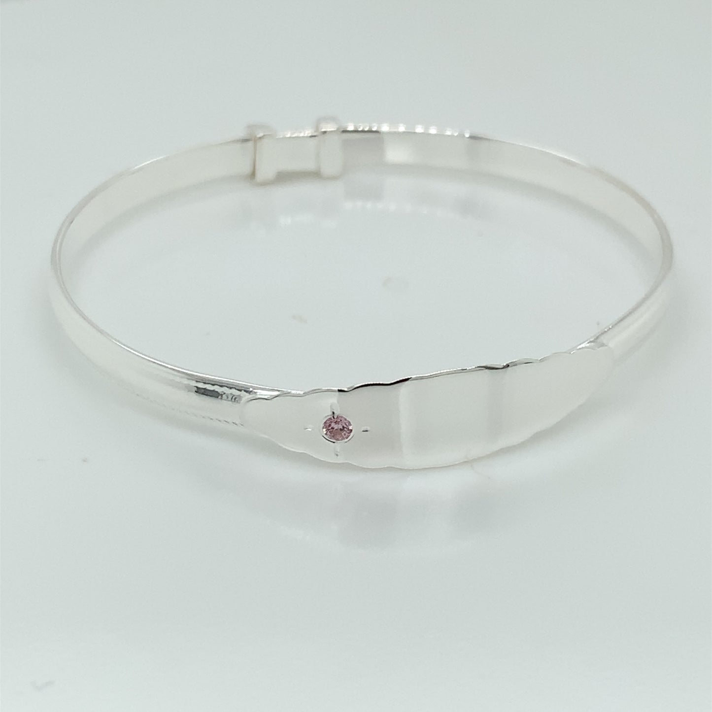 Silver Baby Bangle with Pink CZ SB505