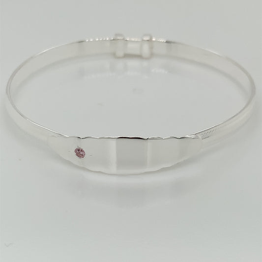 Silver Baby Bangle with Pink CZ SB505