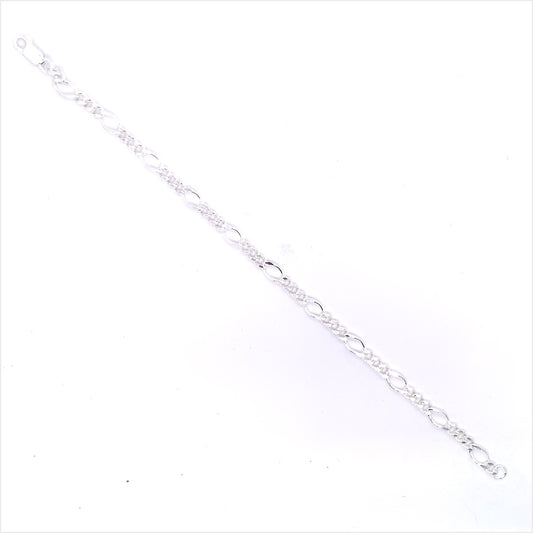 Sterling Silver Solid Figaro 3+1 Bracelet SB8074