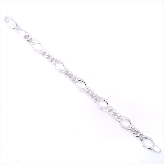 Sterling Silver Solid 3 + 1 Figaro Bracelet SB8774