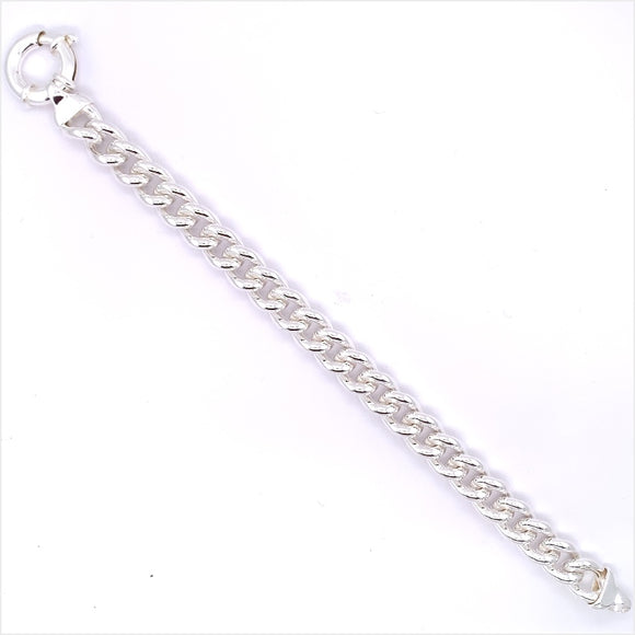 Sterling Silver Solid 10mm Curb Bracelet XL Clasp SB8776