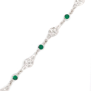 Sterling Silver Trinity Knot Green CZ Bracelet SB8941