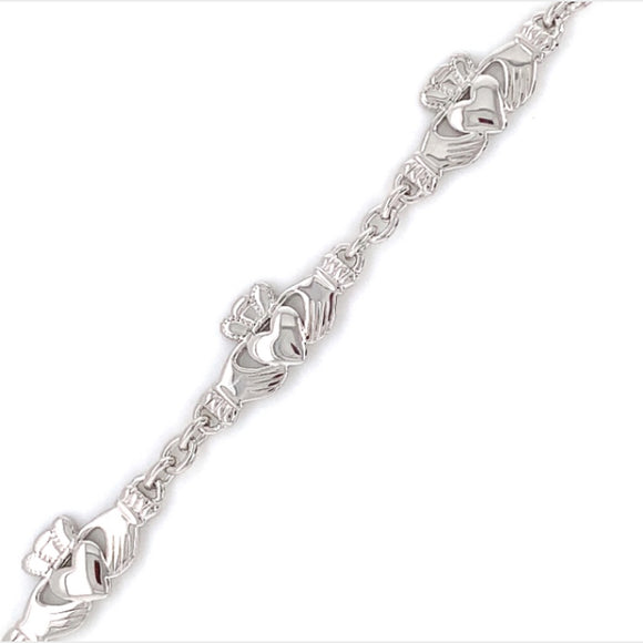 Silver Claddagh Link Bracelet