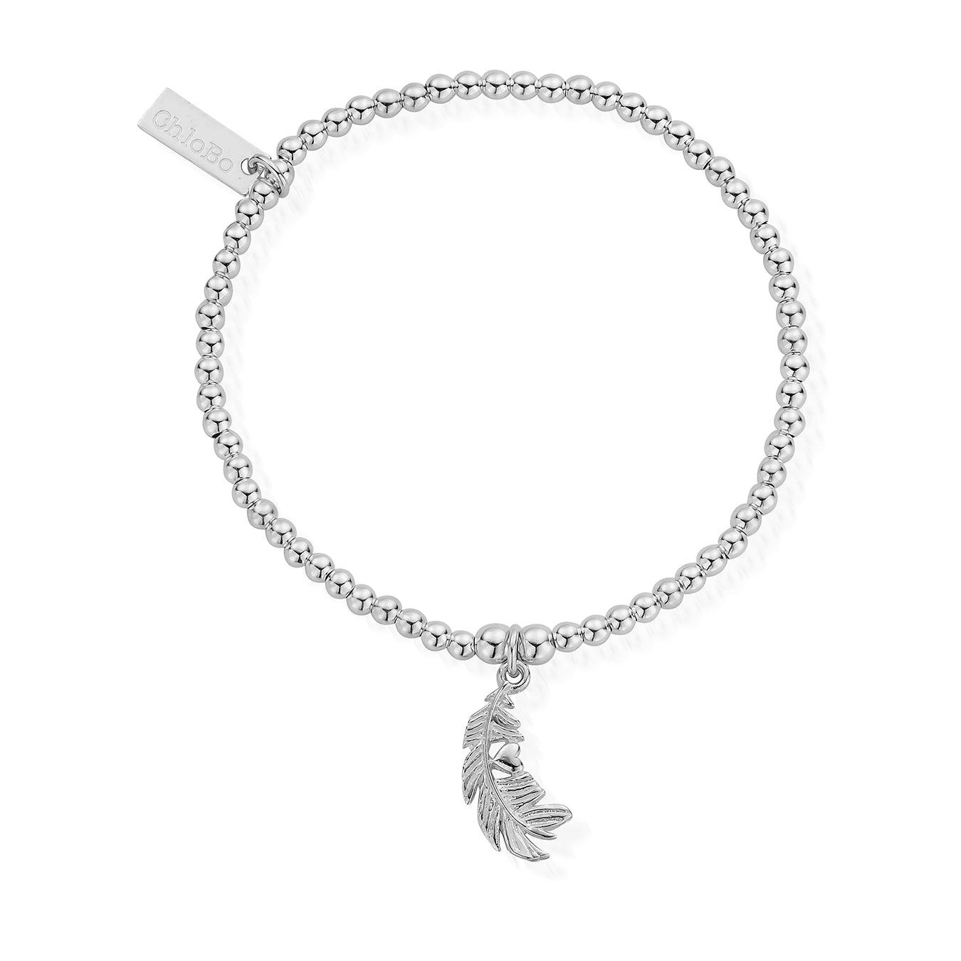 ChloBo Sterling Silver Cute Charm Heart in Feather Bracelet