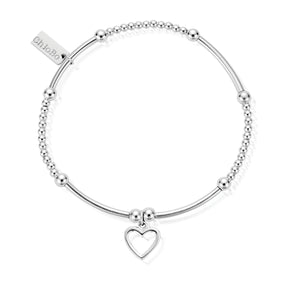 ChloBo Sterling Silver Cute Mini Open Heart Bracelet