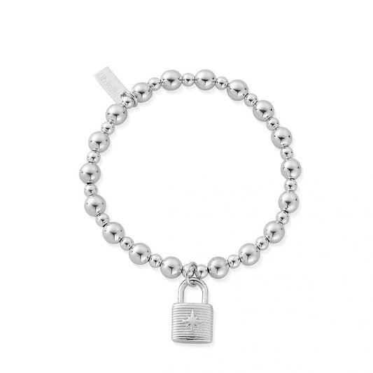 ChloBo Sterling Silver Mini Small Ball Padlock Bracelet