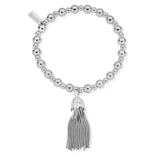 ChloBo Sterling Silver Mini Small Ball Tassel Bracelet