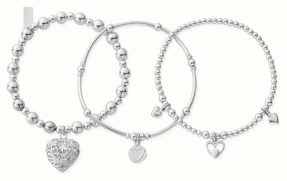 ChloBo Sterling Silver Compassion Set of 3 Love Bracelets